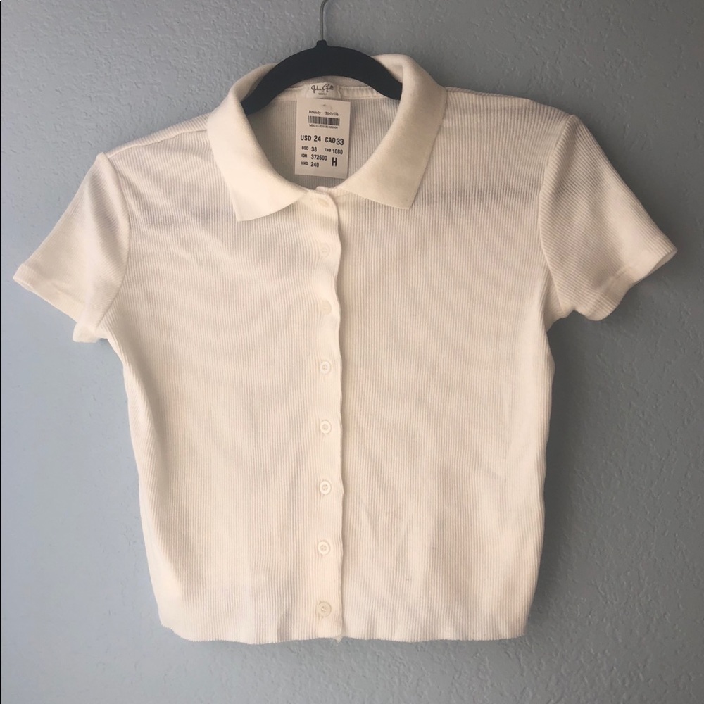 Cropped button down collared shirt